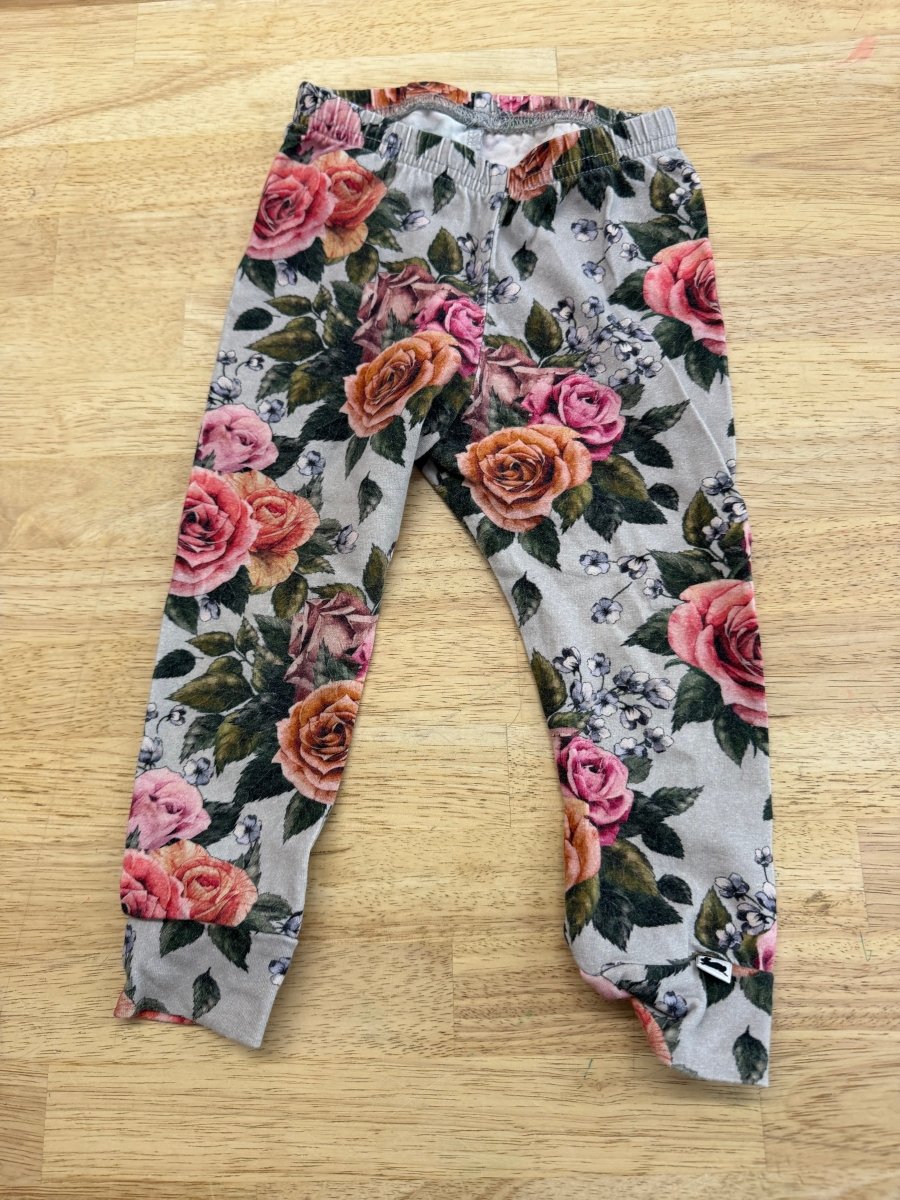Little & Lively Light Grey Floral Legging – 12–18M - Nest and Sprout-Consignment