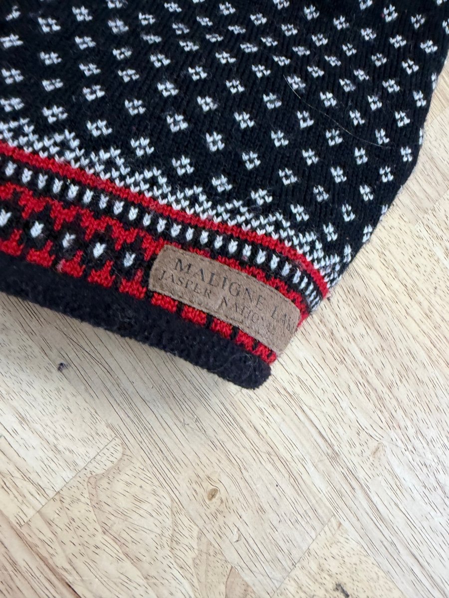 Kootenay Kids WOOL Canadian Knit Zip Up Vest || sIZE mEDIUM Black, Red and White | Fleece Collar - Nest and Sprout-Consignment