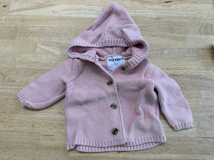 Old Navy Knit Hoodie Cardigan – 3–6M | Button-Up - Nest and Sprout-Consignment