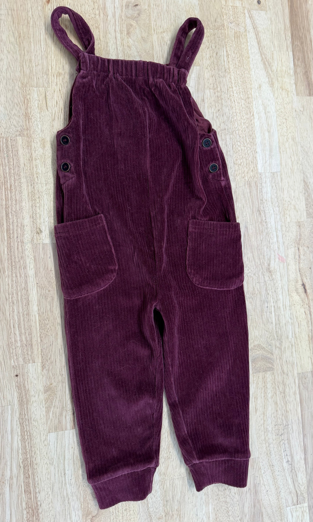 Deux par Deux Velour Overalls | Maroon/Wine
