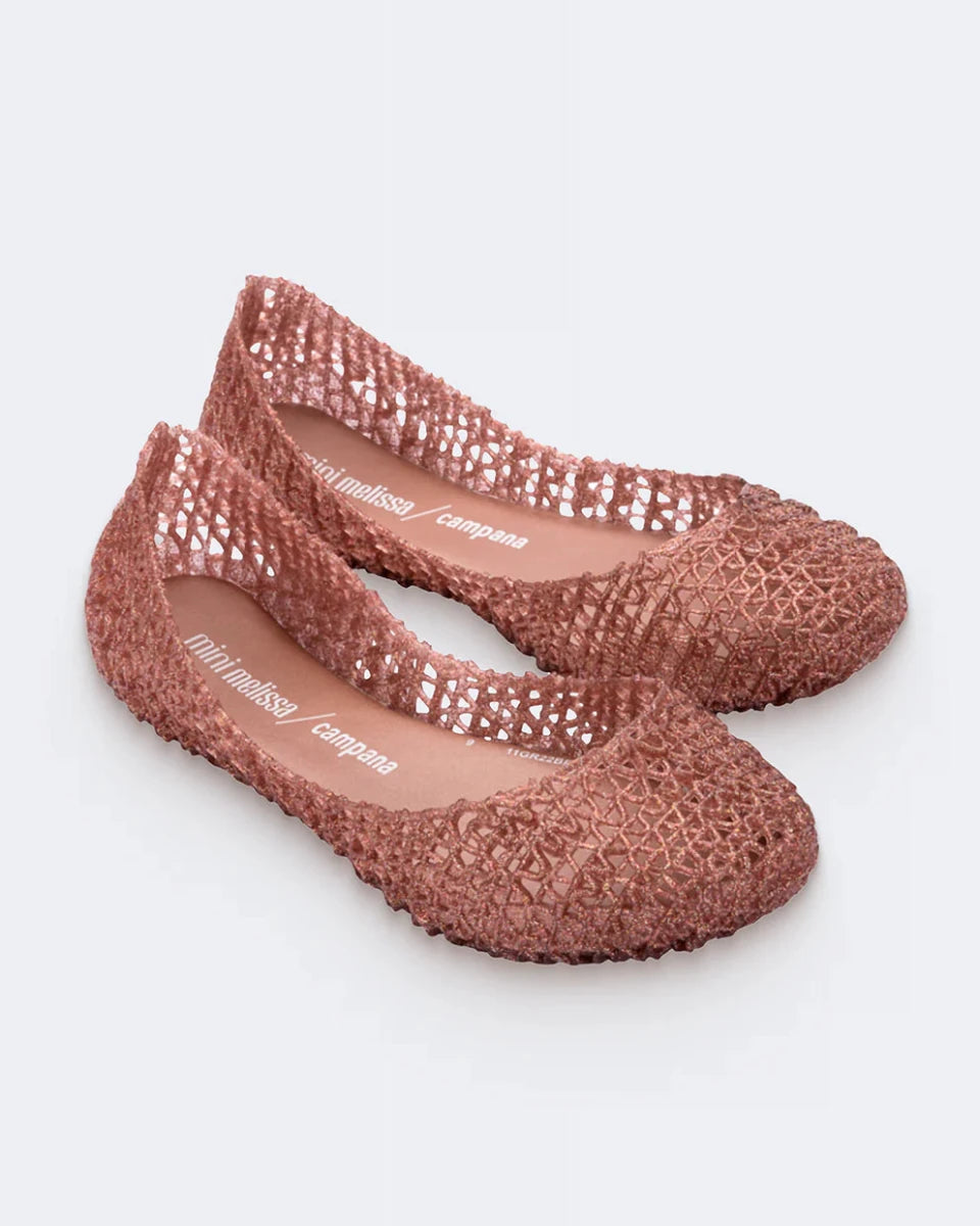 Mini Melissa Campana Papel | Rose Glitter | Sizes Baby 5 to Big Kid 4 FINAL SALE - Nest and Sprout - Mini Melissa