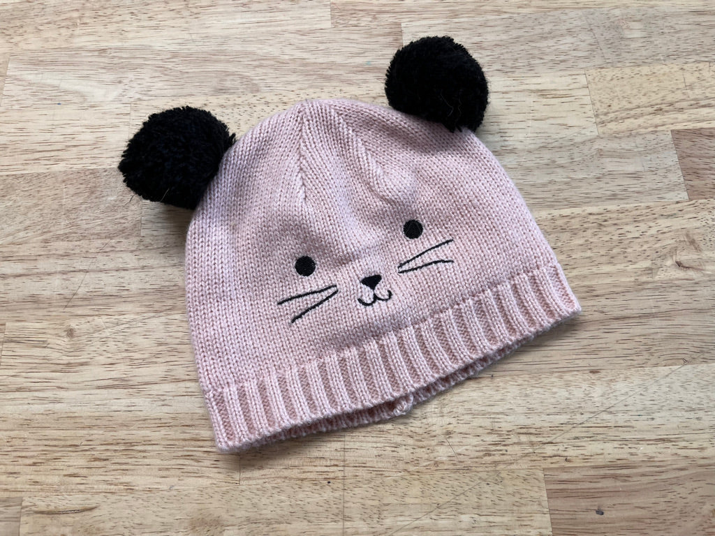 Indigo Baby Knit Hat – 9–18 M Cat Face