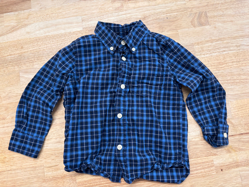 Baby Gap Button-Up Shirt – Size 3T (Blue Plaid)