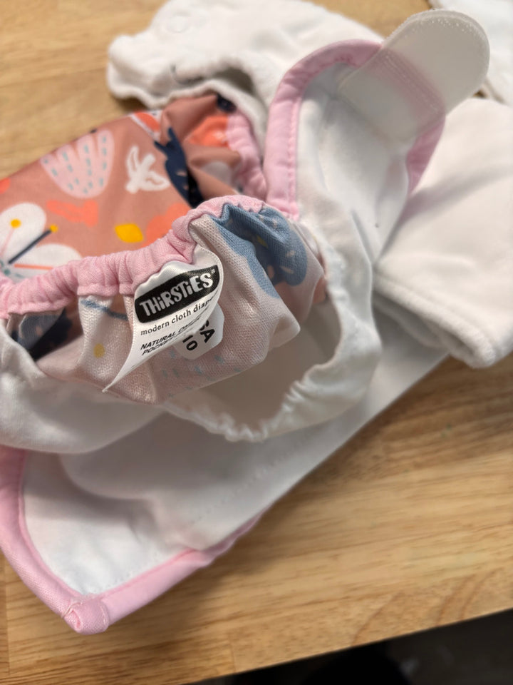 Thirsties Pocket Diaper OS - Pink Floral (2 Available)