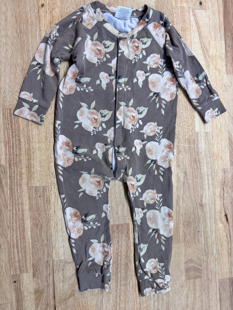 Jax & Lennon Brown Floral Snap Sleeper 12–18M