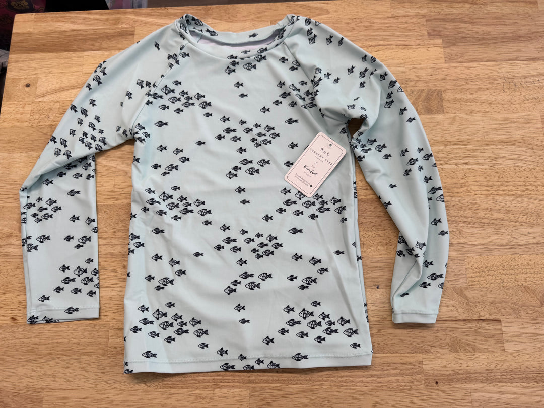 Current Tyed x Kindred Studio Swim Shirt – 8/9 | Light Mint Fish Print | NWT