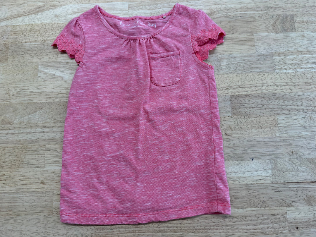 Next Salmon Stripe Cap Sleeve Shirt – 4Y