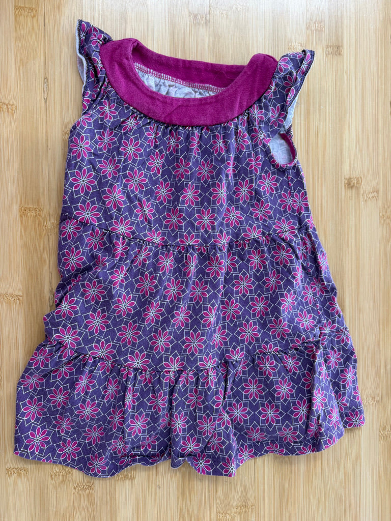 Tea Collection Dress | 2 Purple Floral with Fuchsia Neckline