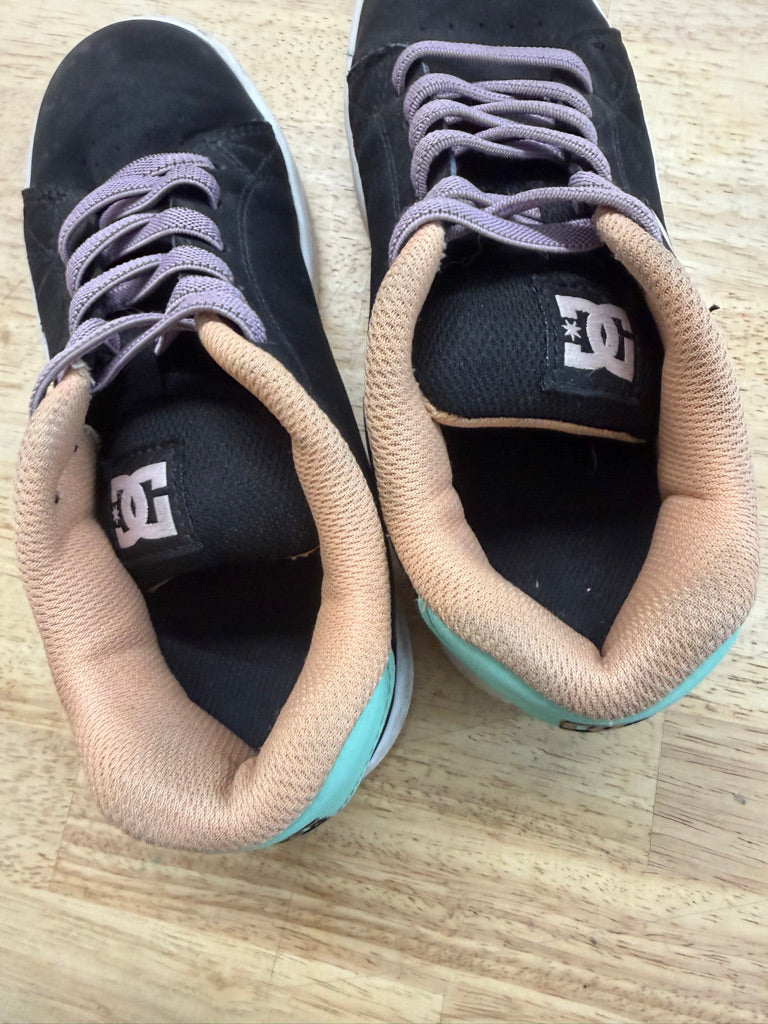 DC USA Sneakers – Youth 3 | Black Peach Turquoise Purple Elastic Lace