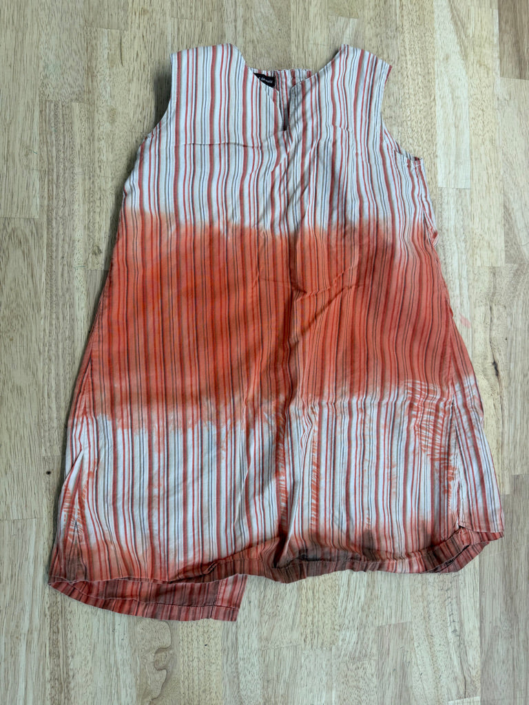 Citizens of the World Cotton Dress – 5 | Orange Vertical Stripes with Ombre Skirt