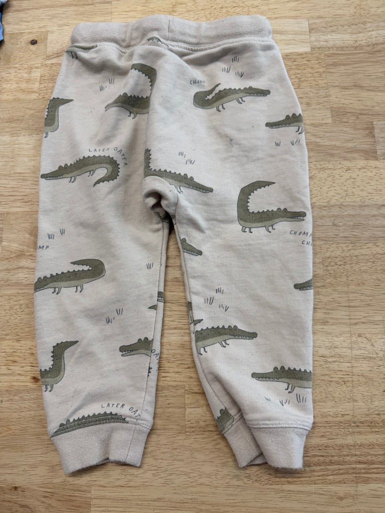 Rylee & Cru Joggers – 12–18M | Cream Alligator Print | Play - Nest and Sprout - Consignment