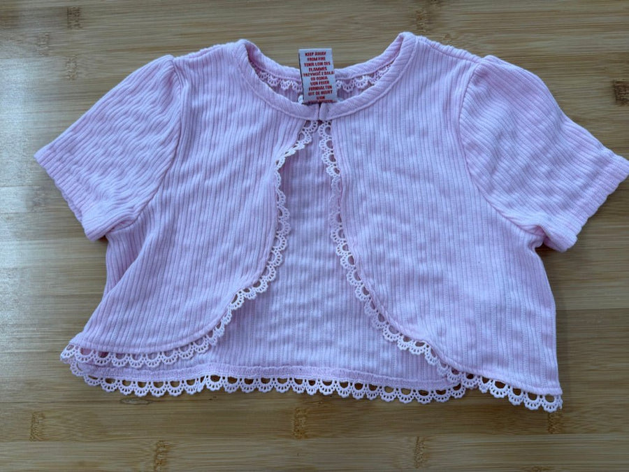 Catherine Malandrino Ribbed Crop Cardigan – 7/8 | Pink Lace Decorative - Nest and Sprout-Consignment