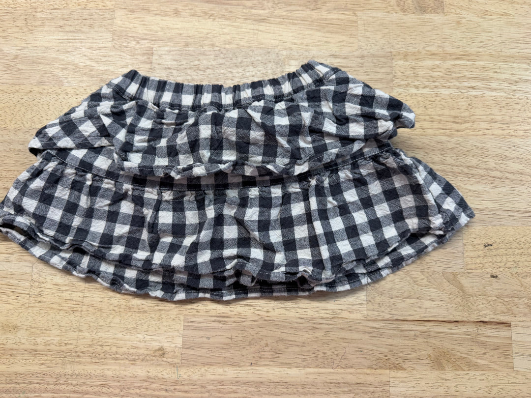 Tea Collection Black & White Gingham Skort – 18–24M | 100% Cotton