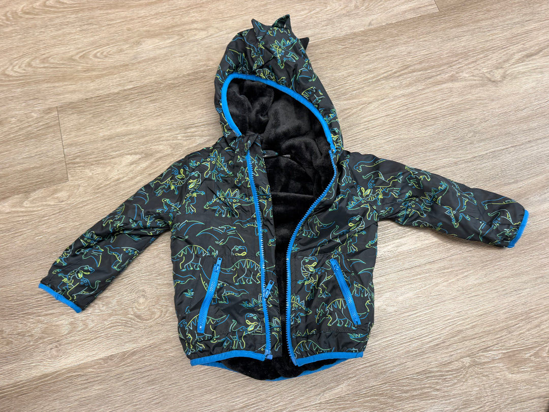 MickMack Fleece-Lined Dinosaur Jacket – 24M | Black Lightweight