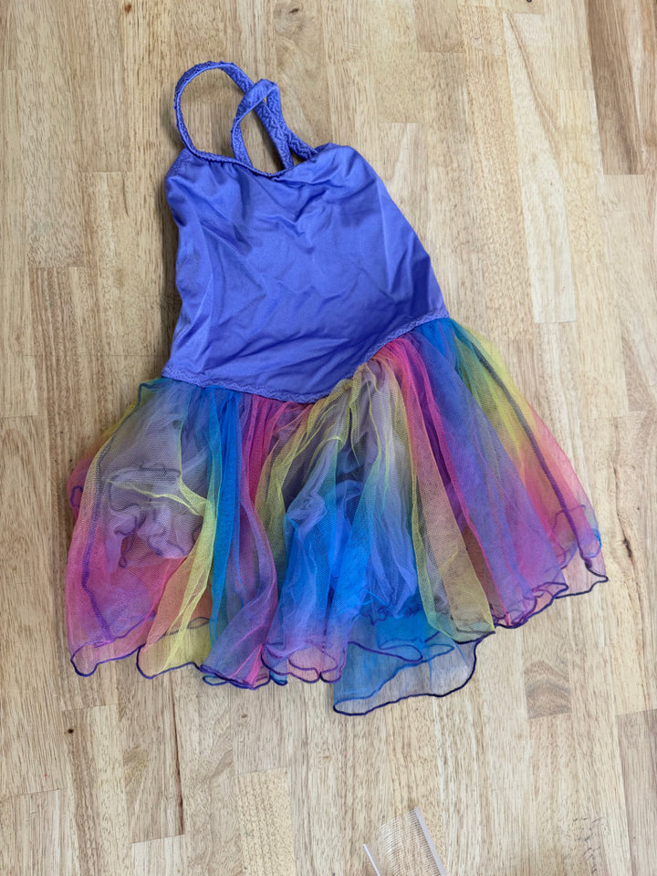 Dancewear Bodysuit – Size 8 | Purple with Rainbow Tulle