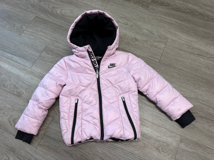 Nike Pink Puffer Jacket – 4 (XS, 98–104) | Fleece Lining 100% Polyester