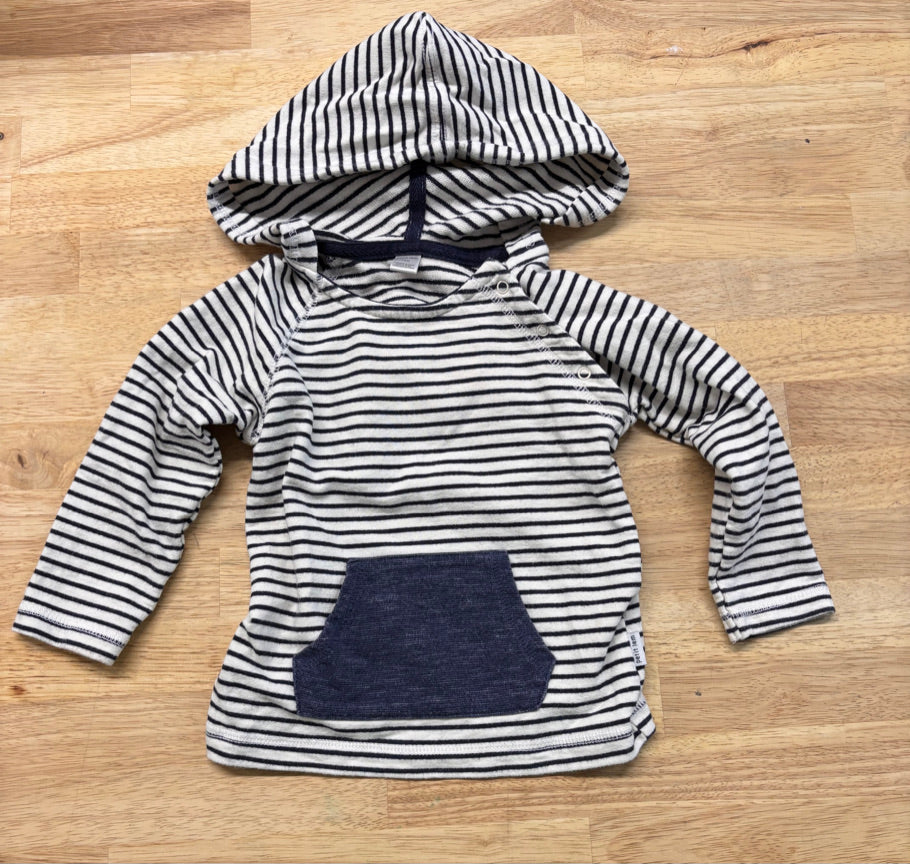 Petit Lem Hooded Shirt – 18M Cream/Navy Stripe