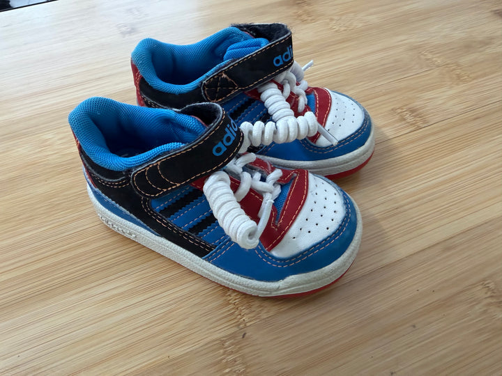 Adidas High-Top Velcro Shoes – 5K (EU 21) | Blue Black & Red Squirrel Lace