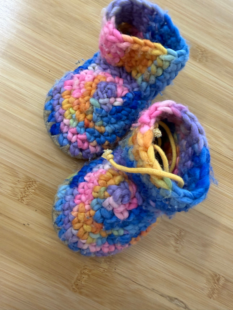 Wool Sherling Booties – 15cm | Colourful Knit Pink Purple Orange | Play
