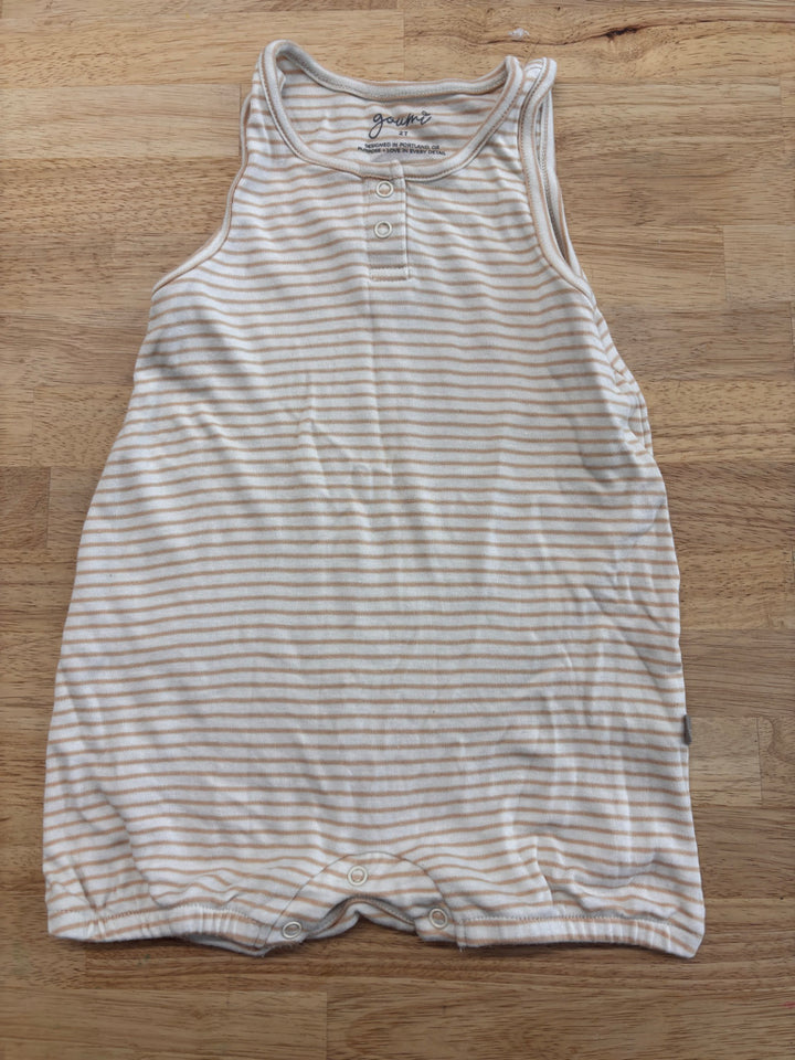 Goumi 2T Romper – Sleeveless Brown Stripe