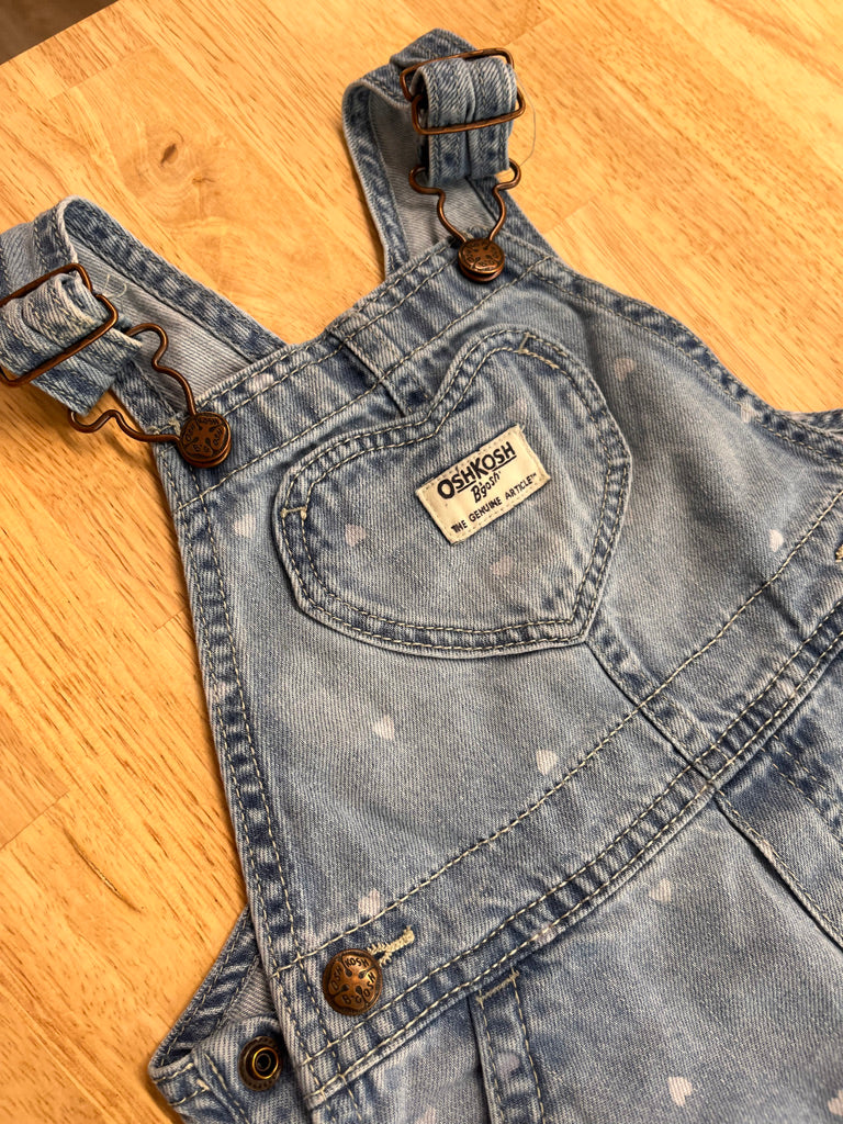 OshKosh Denim Overalls – Hearts Print 18 Months