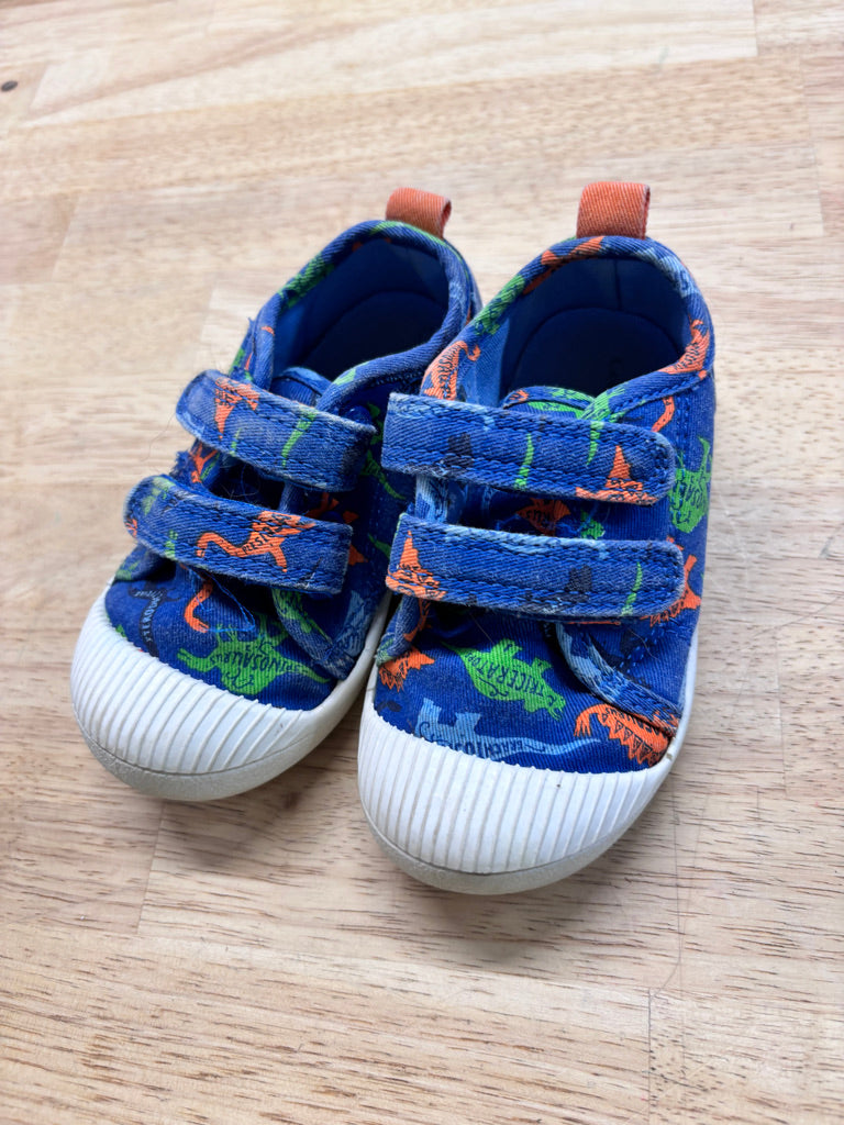 Size 7 Dinosaur Canvas Velcro Sneakers