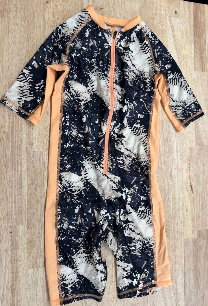 Reima Vesihiisi Sunproof One-Piece Swimsuit – 9Y | Orange & Black - Nest and Sprout-Consignment