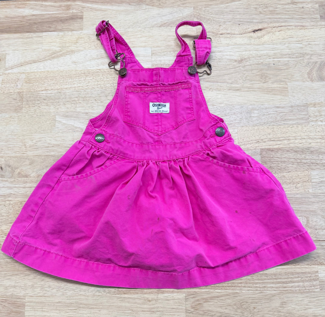 OshKosh Denim Jumper Dress – 4T | Neon Pink PLAY CONDITION
