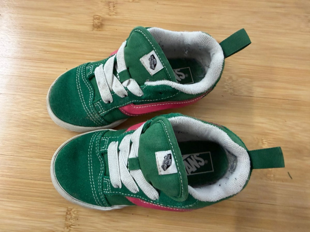 Vans Green Skate Sneakers – 10 | Green & Pink Stripes - Nest and Sprout-Consignment