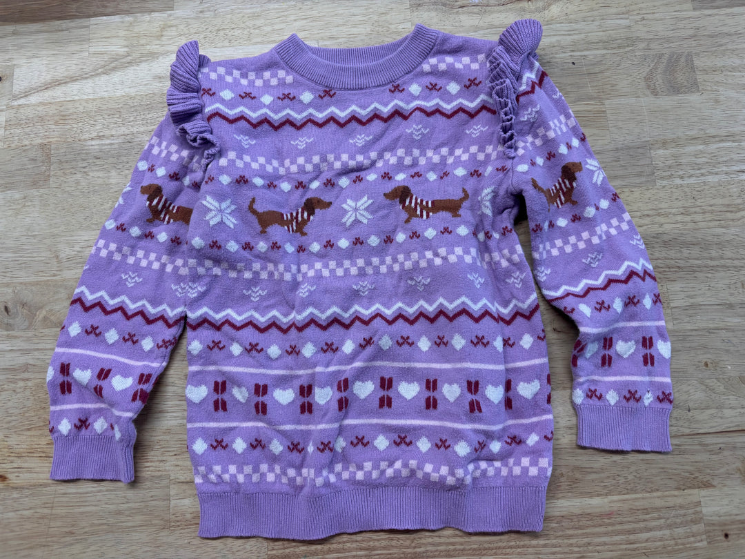 Andy & Evan Purple Christmas Sweater Dachshunds 4T