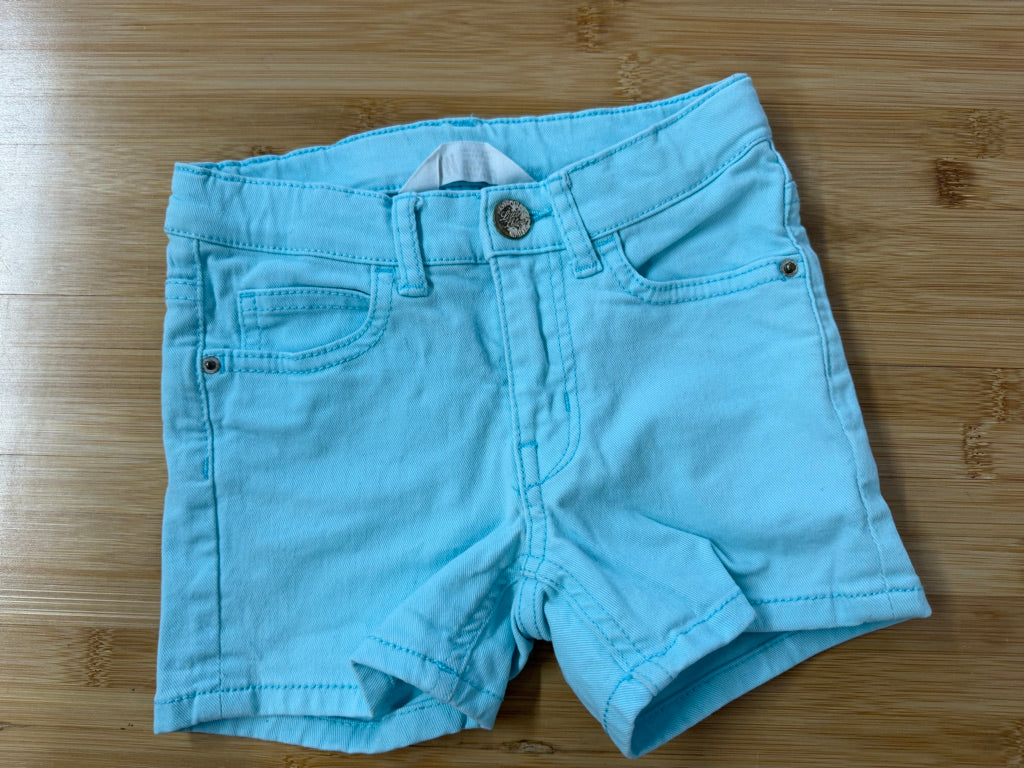 H&M Denim-Style Shorts – 4/5Y | Light Blue Zipper Snap