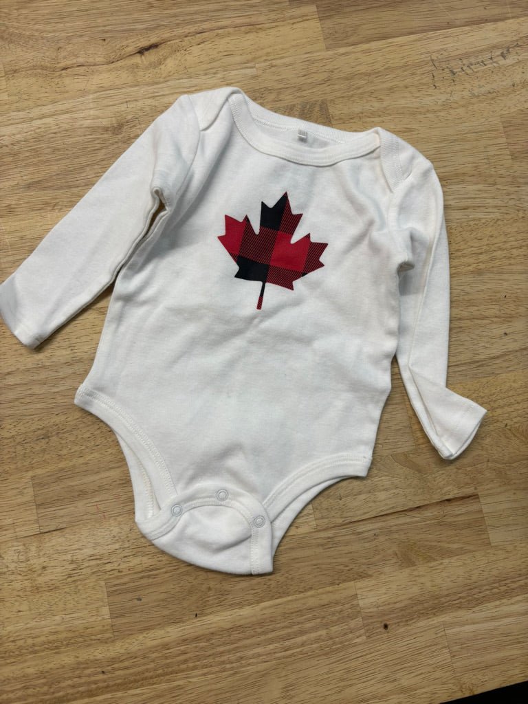 Mini Heroes Buffalo Plaid Maple Leaf Shirt | Size 6M - Nest and Sprout - Consignment