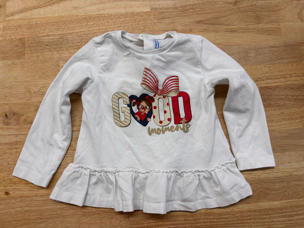 Mayoral 12M Long Sleeve Top - Ruffle Detail