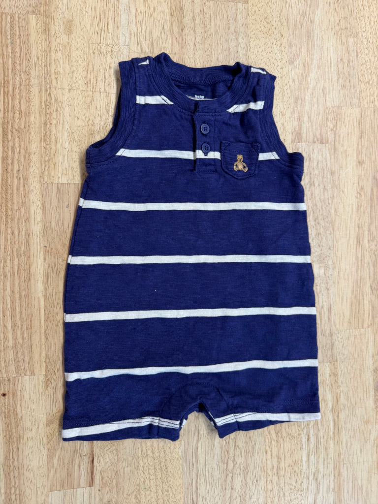Baby Gap Stripe Romper – 0–3M | Navy & White Short Sleeve