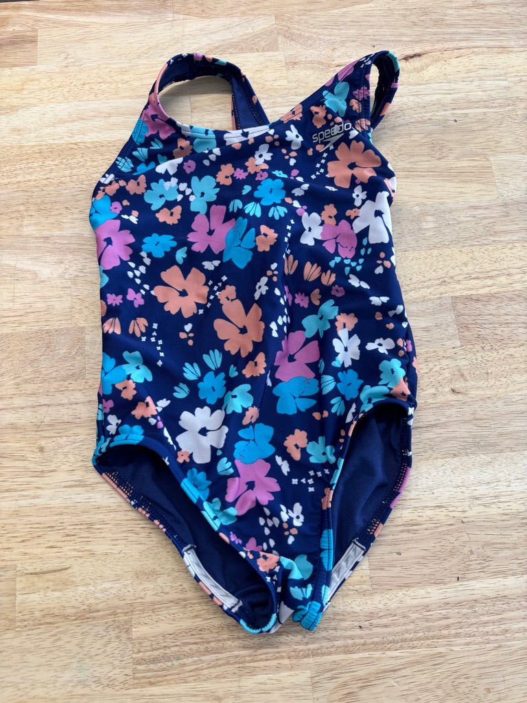 Speedo Navy Floral One - Piece Swimsuit | Size 7 - Nest and Sprout - Consignment