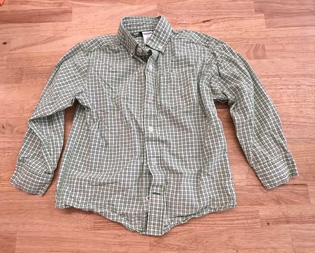Gymboree Size 5 Button-Up Shirt – Green/White Fine Plaid