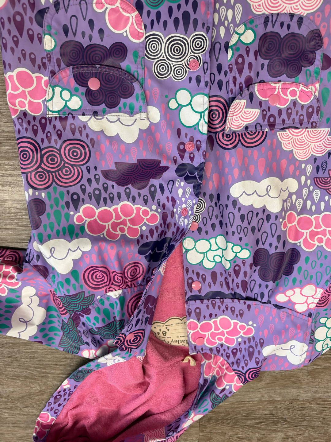 Hatley Rain Jacket – 8 | Purple Print | Terry Cloth Lined |