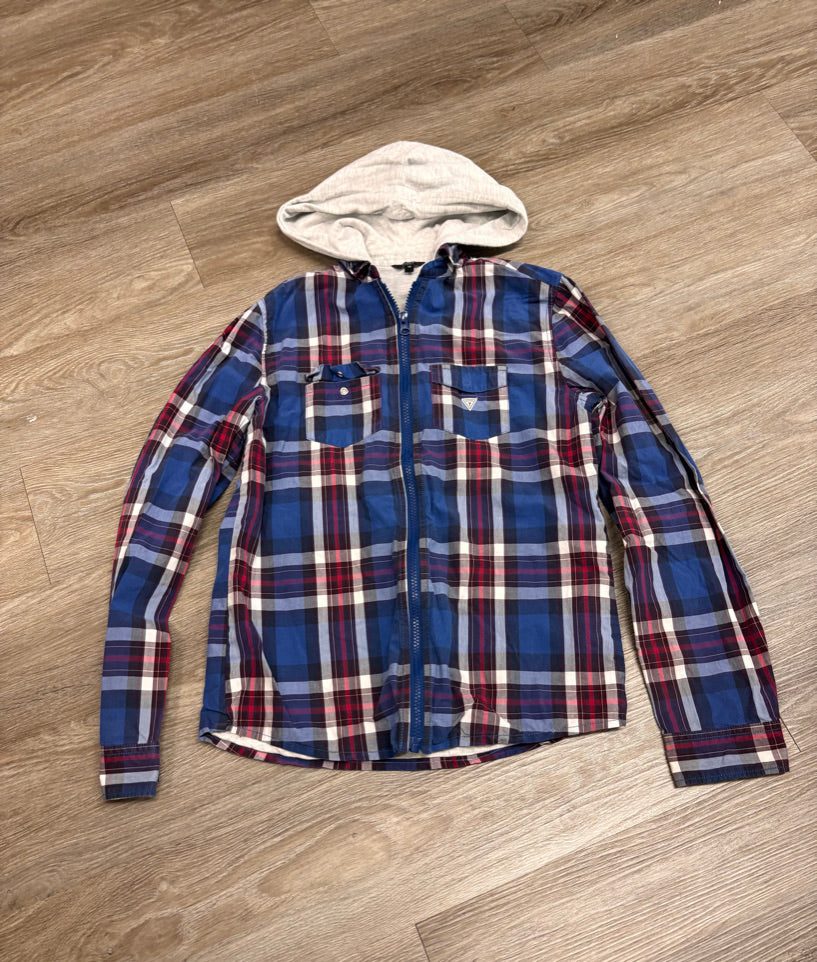 Guess Youth 14 Plaid Hoodie Shirt