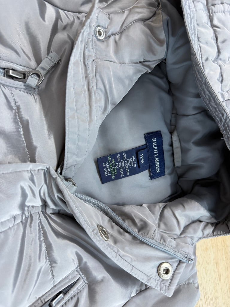 Polo Ralph Lauren Jacket – 12 Months | Silver | Embroidered Patch - Nest and Sprout-Consignment