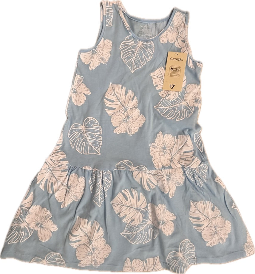George Girls Dress 4/5Y - Blue with White Floral (NWT)