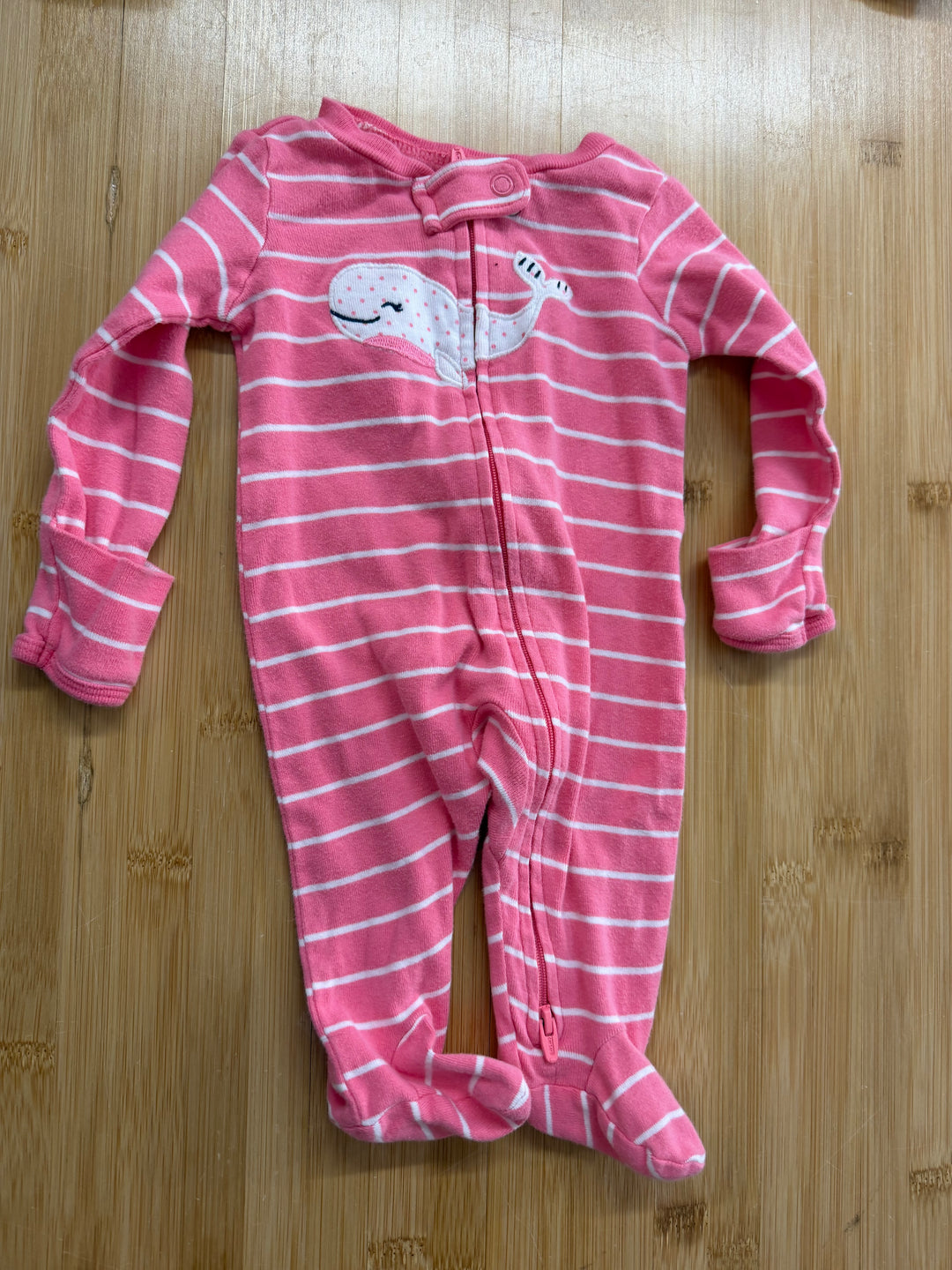 Carter's Footed Sleeper – Newborn | Pink Striped Whale Print