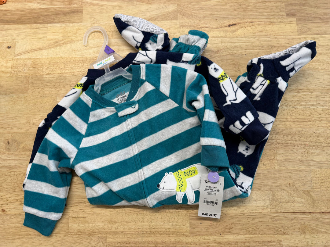 Child of Mine Polar Bear Fleece Sleeper Set NWT | Size 12M
