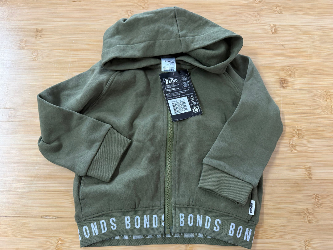 Bonds Zip Up Hoodie – 18-24 Months | Forest Green | NWT