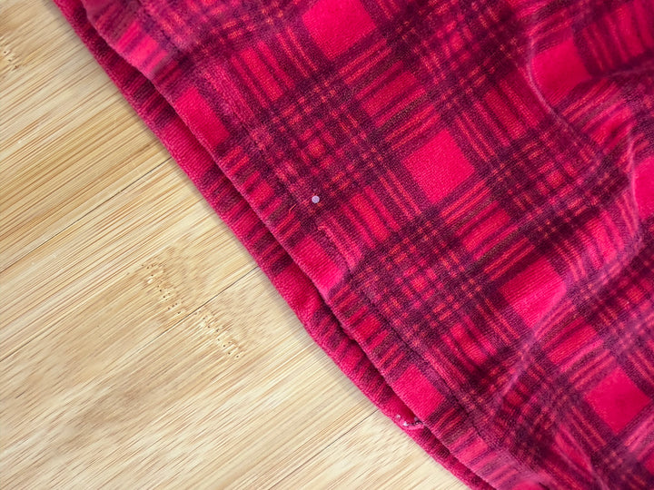 Velour Plaid Red Dress – 12M (26 lbs) | Button-Up Back Polyester/Cotton