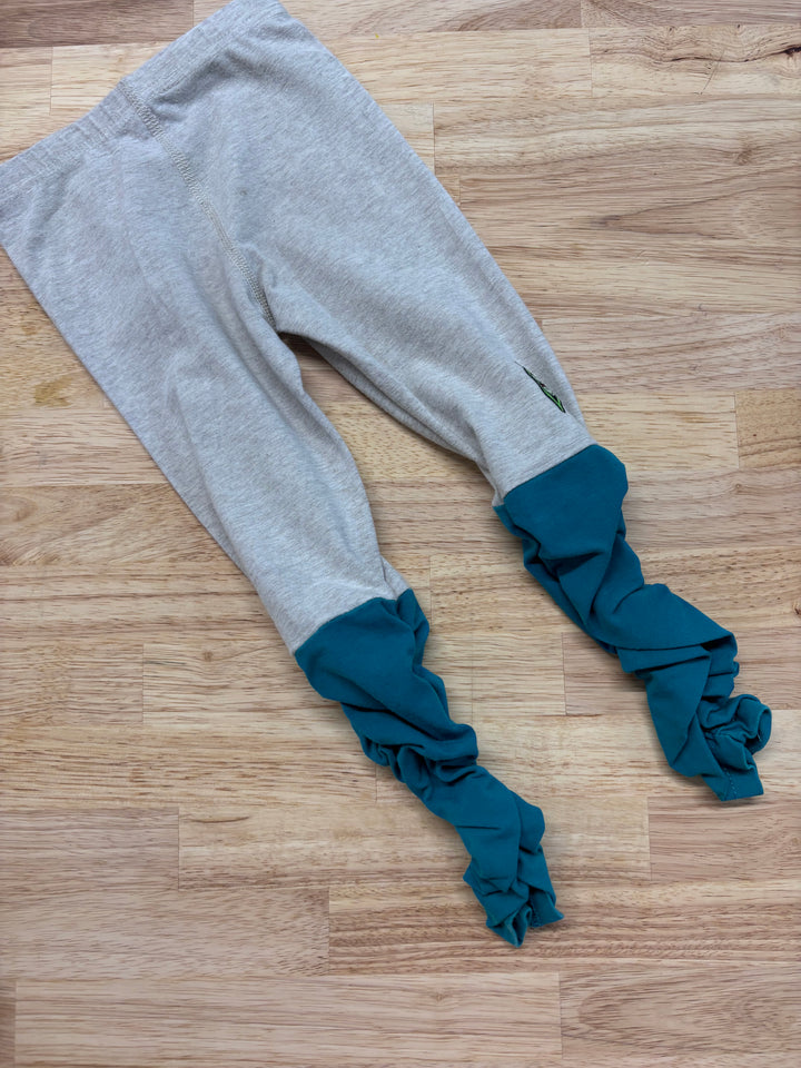 Peekaboo Beans Leggings (Size 4, Oatmeal and Teal)