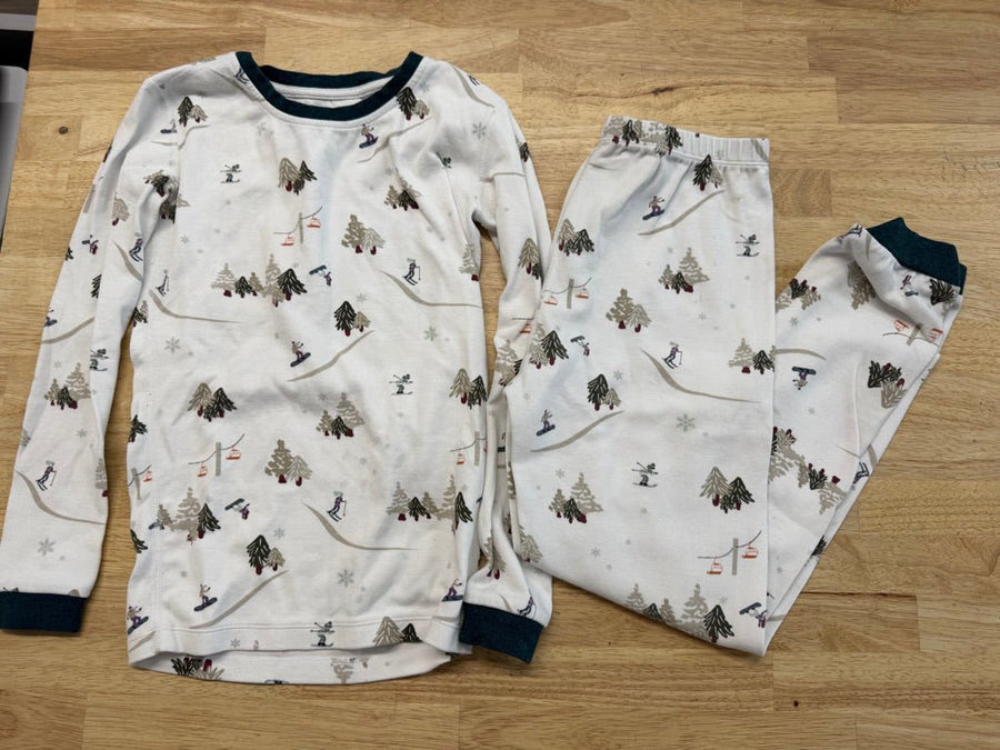 Nest Designs Ski Two-Piece PJ Set – 10/12 | White Forest Print Cotton Blend Long Sleeve & Pants - Nest and Sprout-Consignment