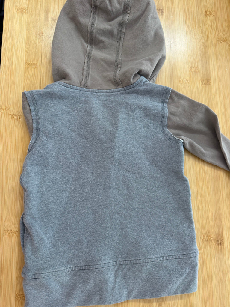 Peekaboo Beans Hooded Zip-Up Jacket – 2/3 Est. | Light Grey & Brown Raw Edges