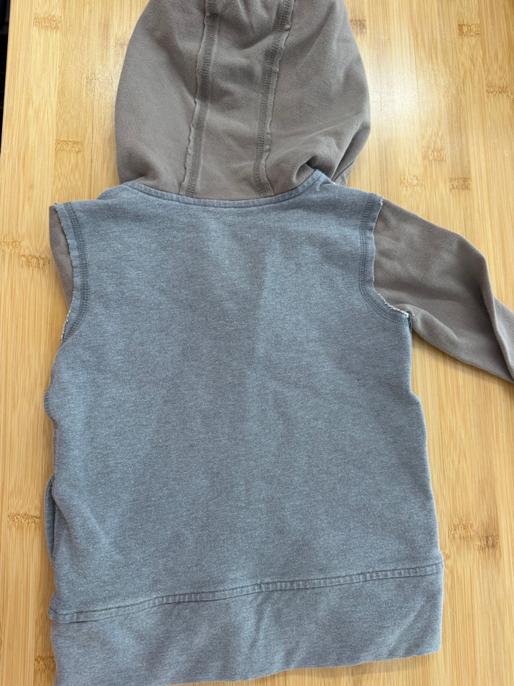 Peekaboo Beans Hooded Zip-Up Jacket – 2/3 Est. | Light Grey & Brown Raw Edges