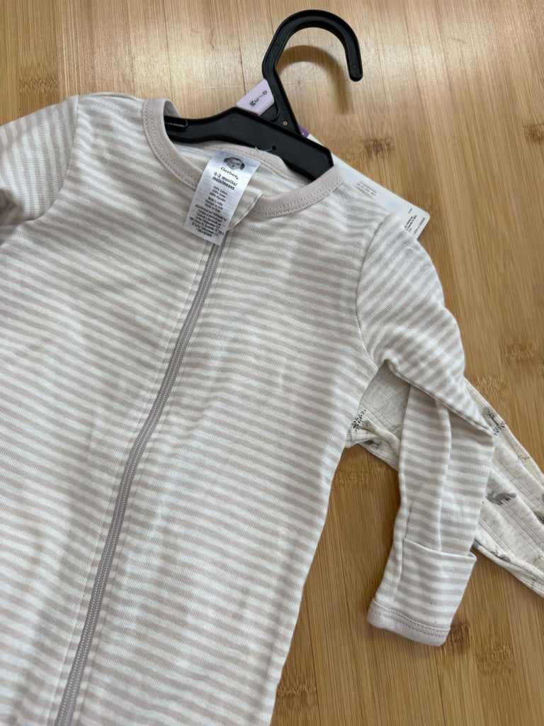 Gerber Footed Sleeper Set of 2 – 0–3M | Neutral 100% Cotton | NWT