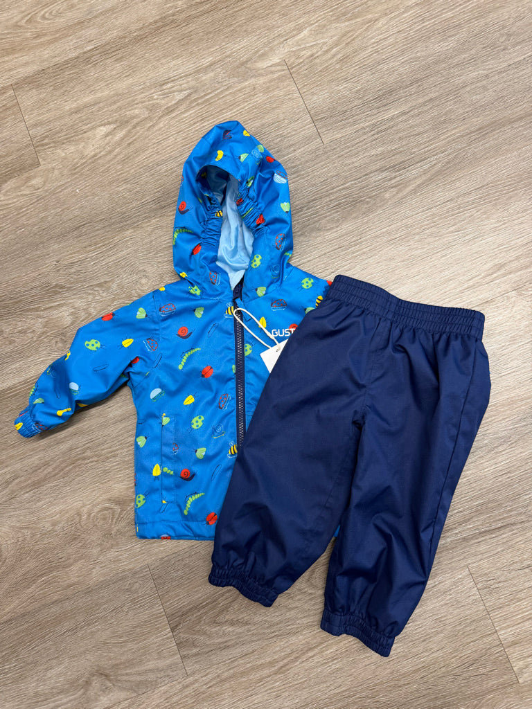 Gusti Two-Piece Rain Set – 18M | Light Blue Insect Print